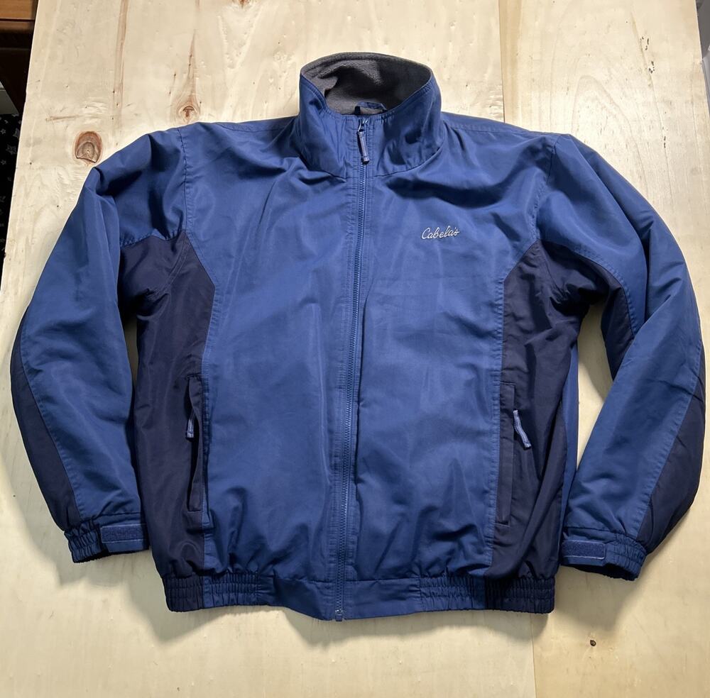 Cabela’s 3-Season Jacket Men L Large Tall Blue Fleece Lined Full Zip Windbreaker